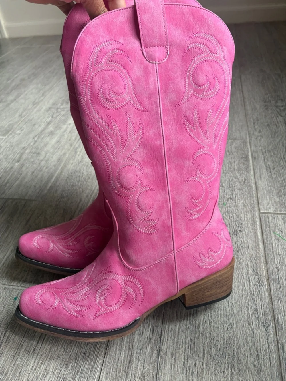 Roper Women's Pink Western Faux Suede Cowboy Boots - Picture 5 of 14